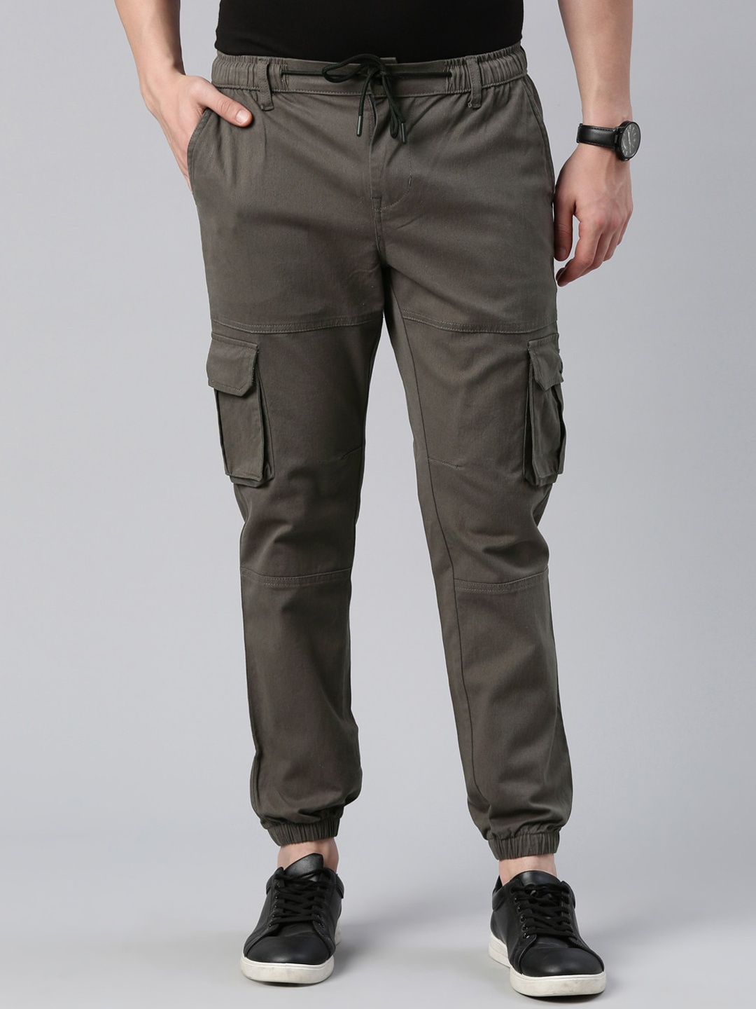 

CINOCCI Men Smart Slim Fit Cotton Joggers, Grey
