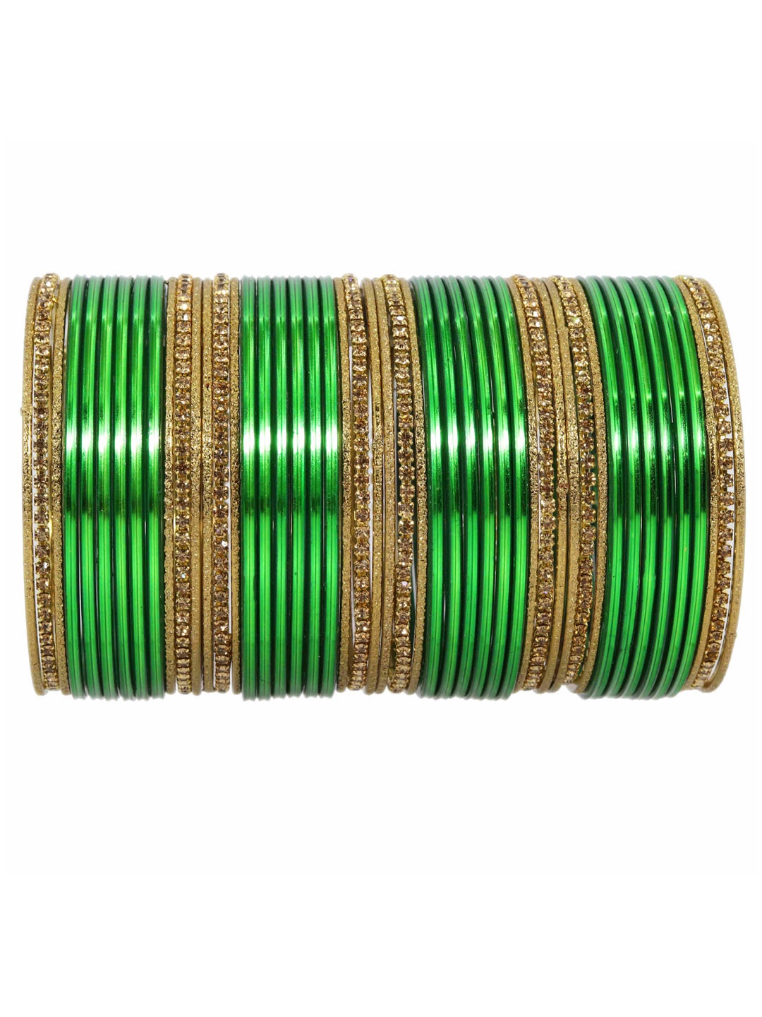 

NMII Set Of 48 Artificial Stones Glossy Bangles, Gold