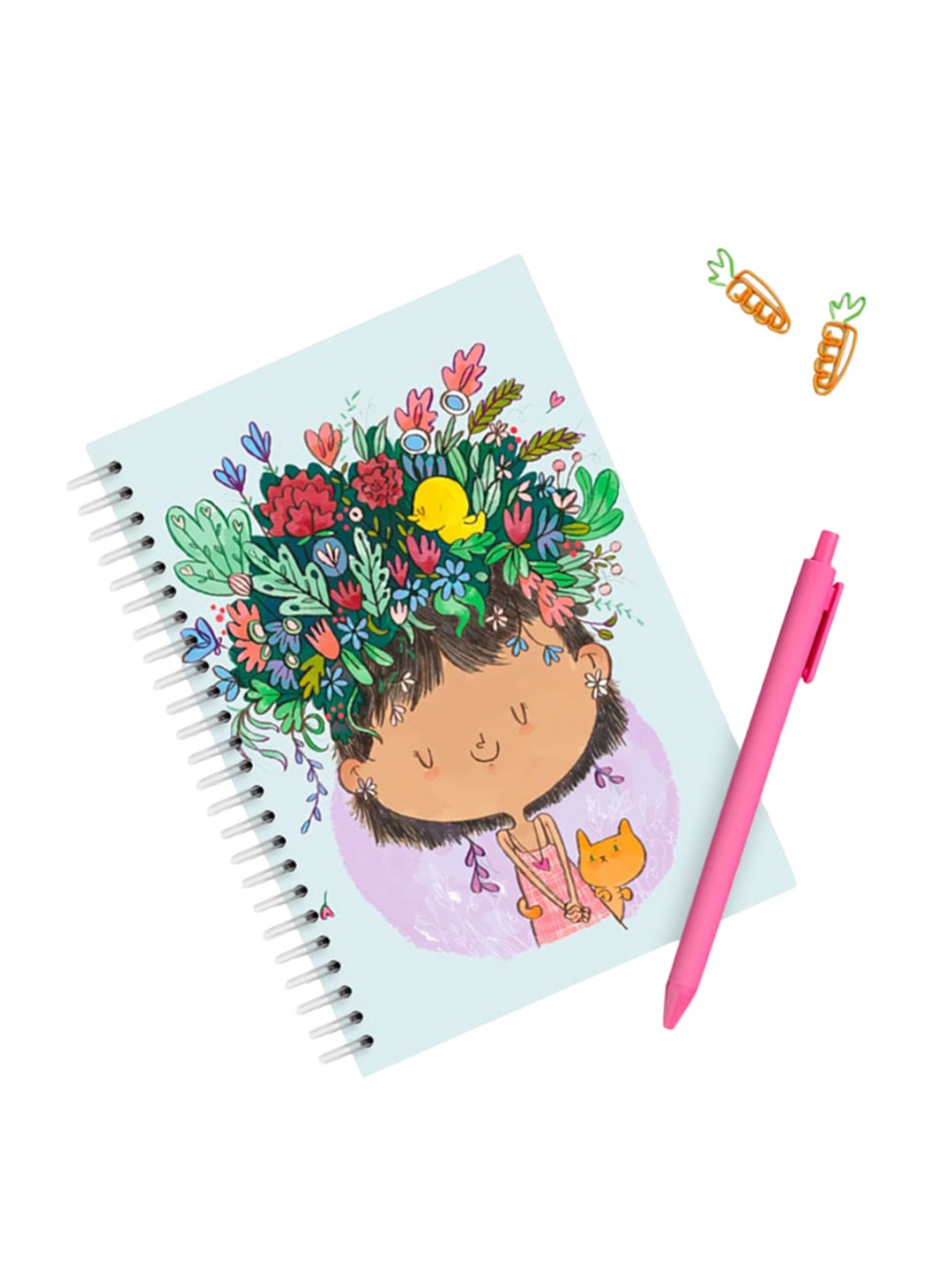 

Alicia Souza Flower On The Head Printed Notebook, Blue