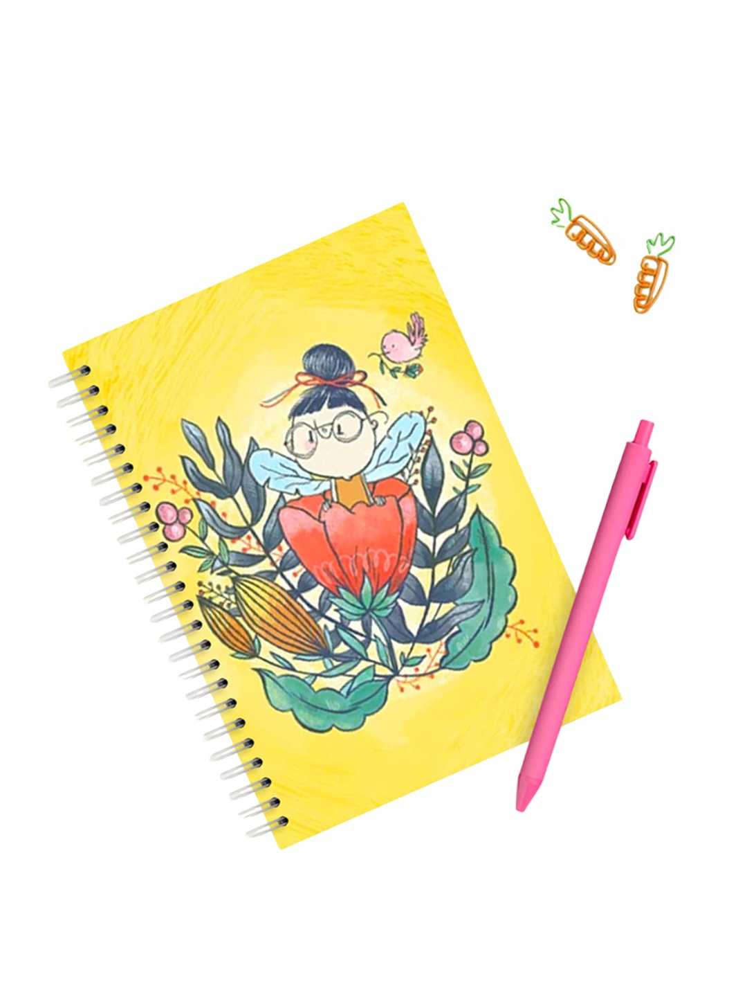 

Alicia Souza Floral Printed Spiral Notebook, Yellow