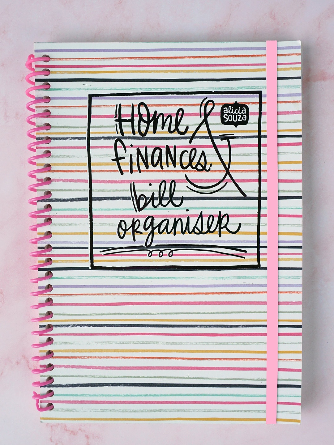 

Alicia Souza Printed Home Finance & Bill Organiser, Pink