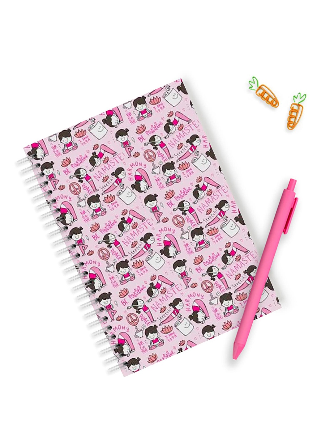 

Alicia Souza Yoga Printed Hardcover Spiral Notebook, Pink