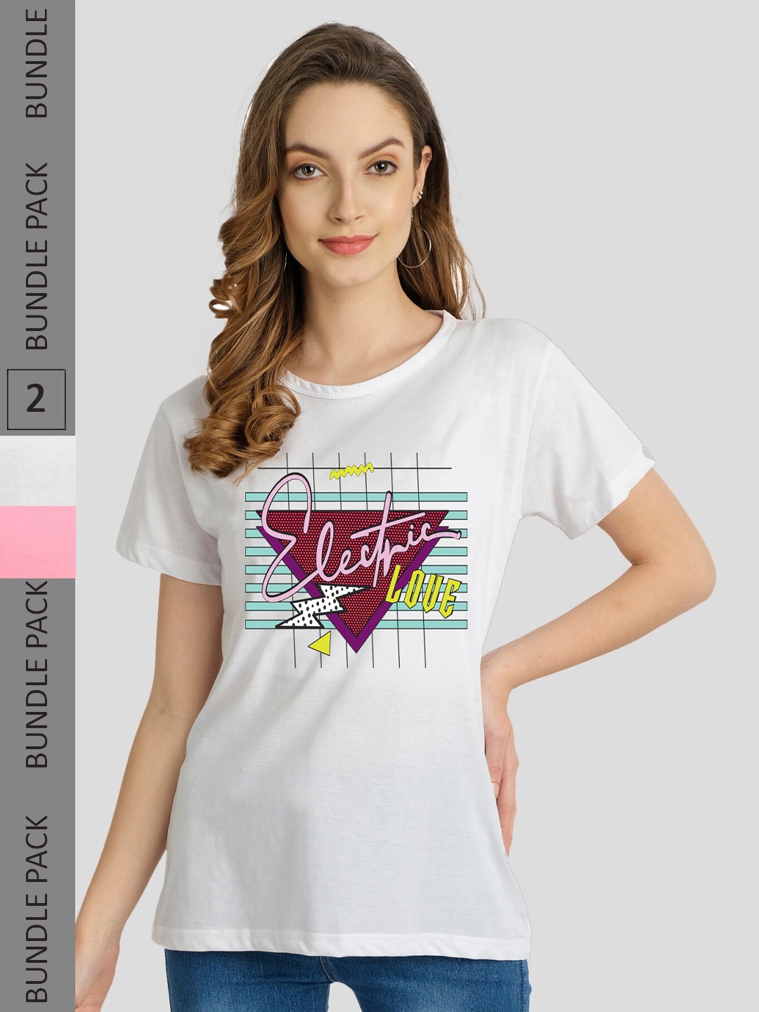 

CHOZI Pack Of 2 Graphic Printed Running T-shirt, White