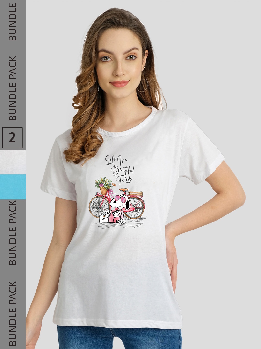 

CHOZI Pack of 2 Humour & Comic Printed Cotton T-shirt, White