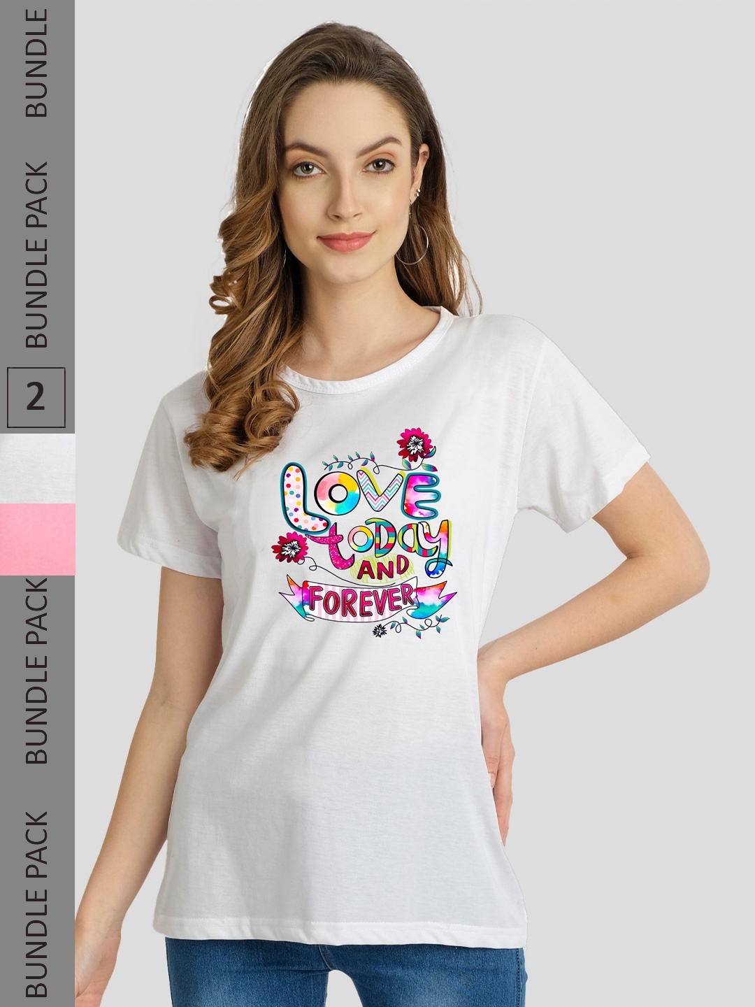 

CHOZI Pack of 2 Graphic Printed Cotton T-shirts, White