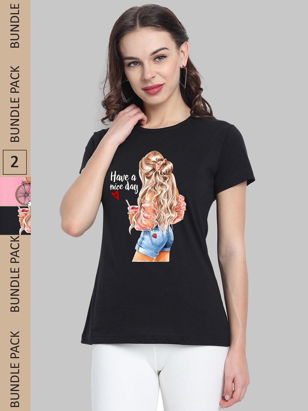 

CHOZI Pack Of 2 Graphic Printed Running Cotton T-shirt, Black