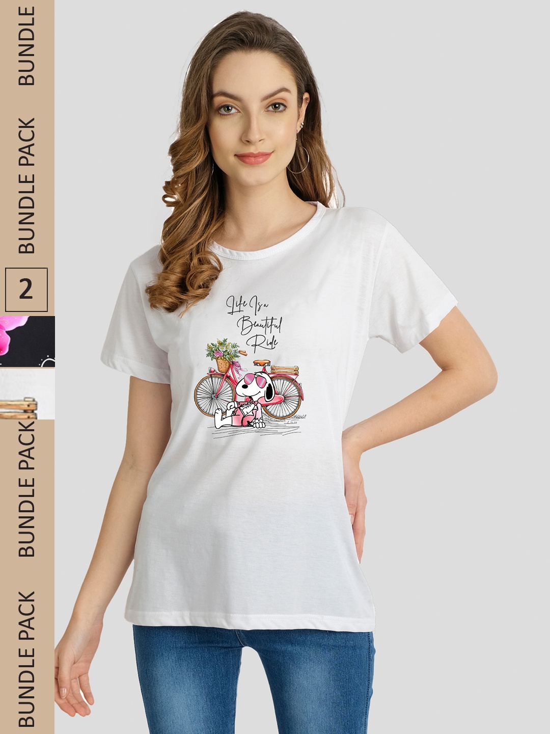 

CHOZI Pack Of 2 Graphic Printed Cotton T-shirt, White
