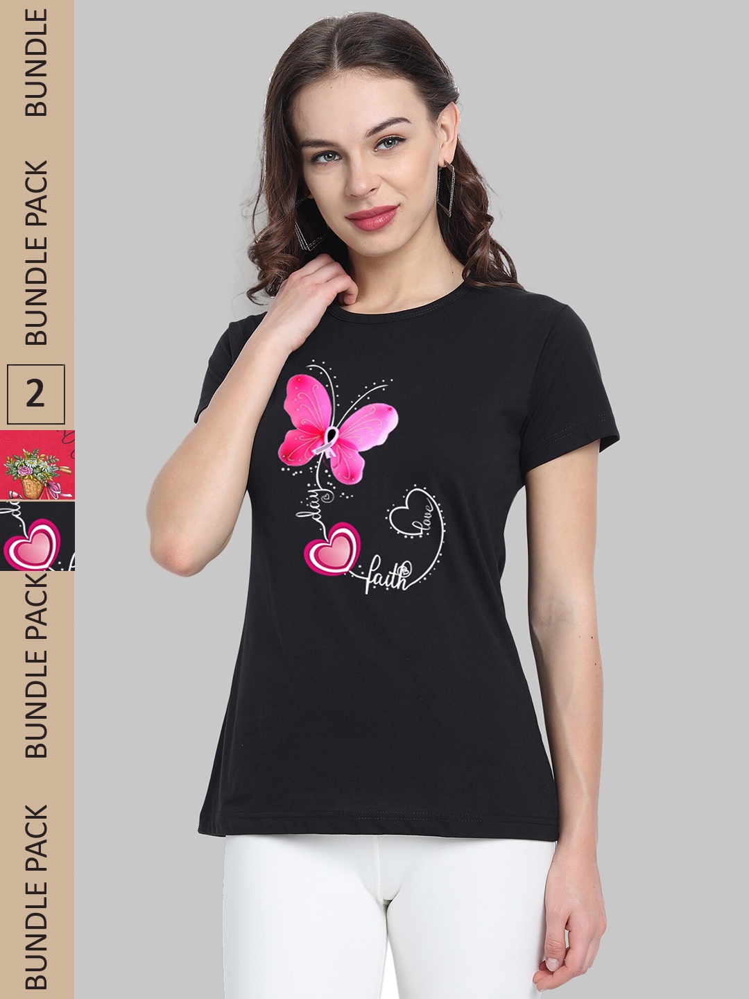 

CHOZI Pack Of 2 Graphic Printed Cotton T-shirt, Black