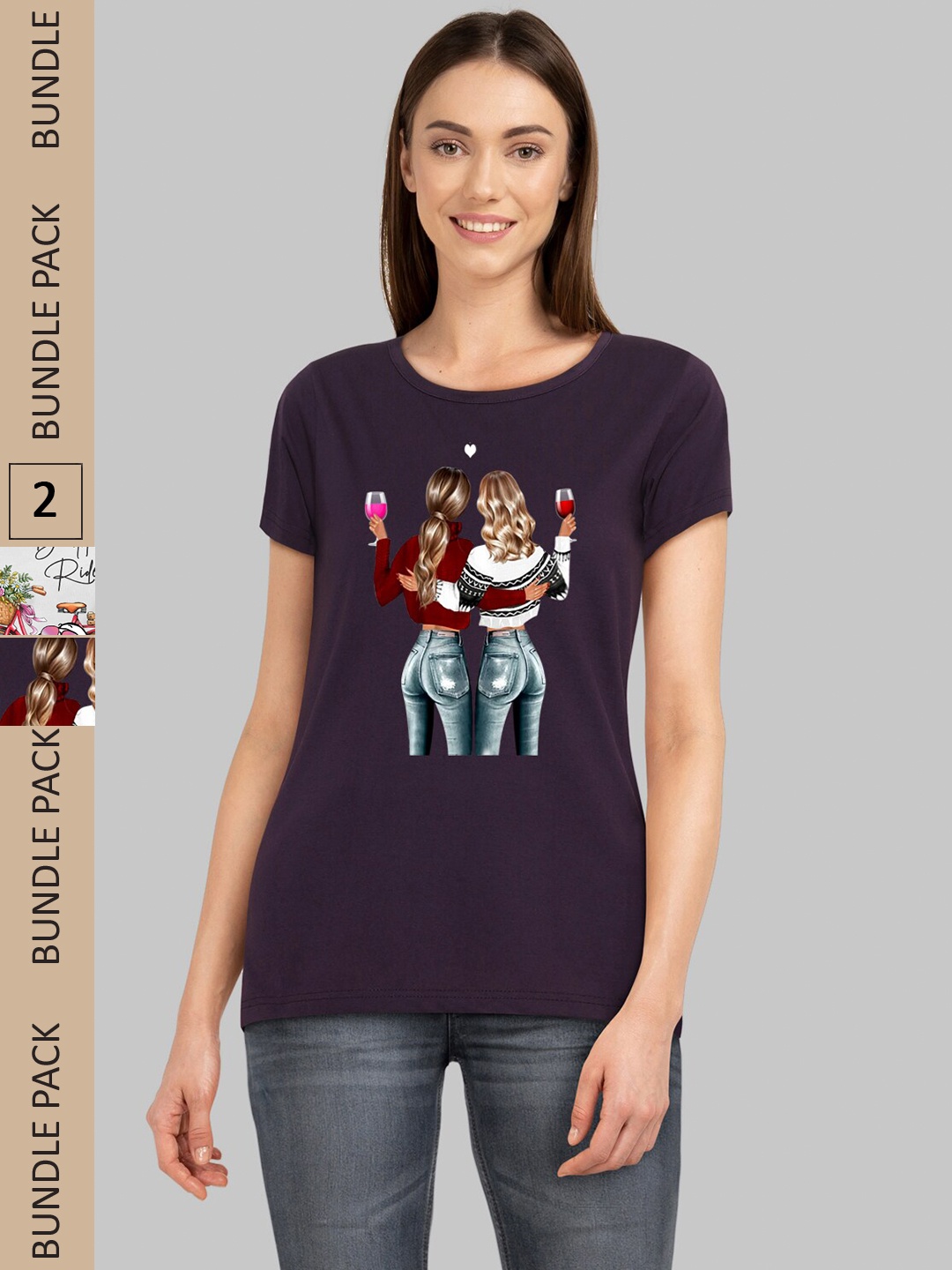 

CHOZI Pack of 2 Humour & Comic Printed Cotton T-shirt, White