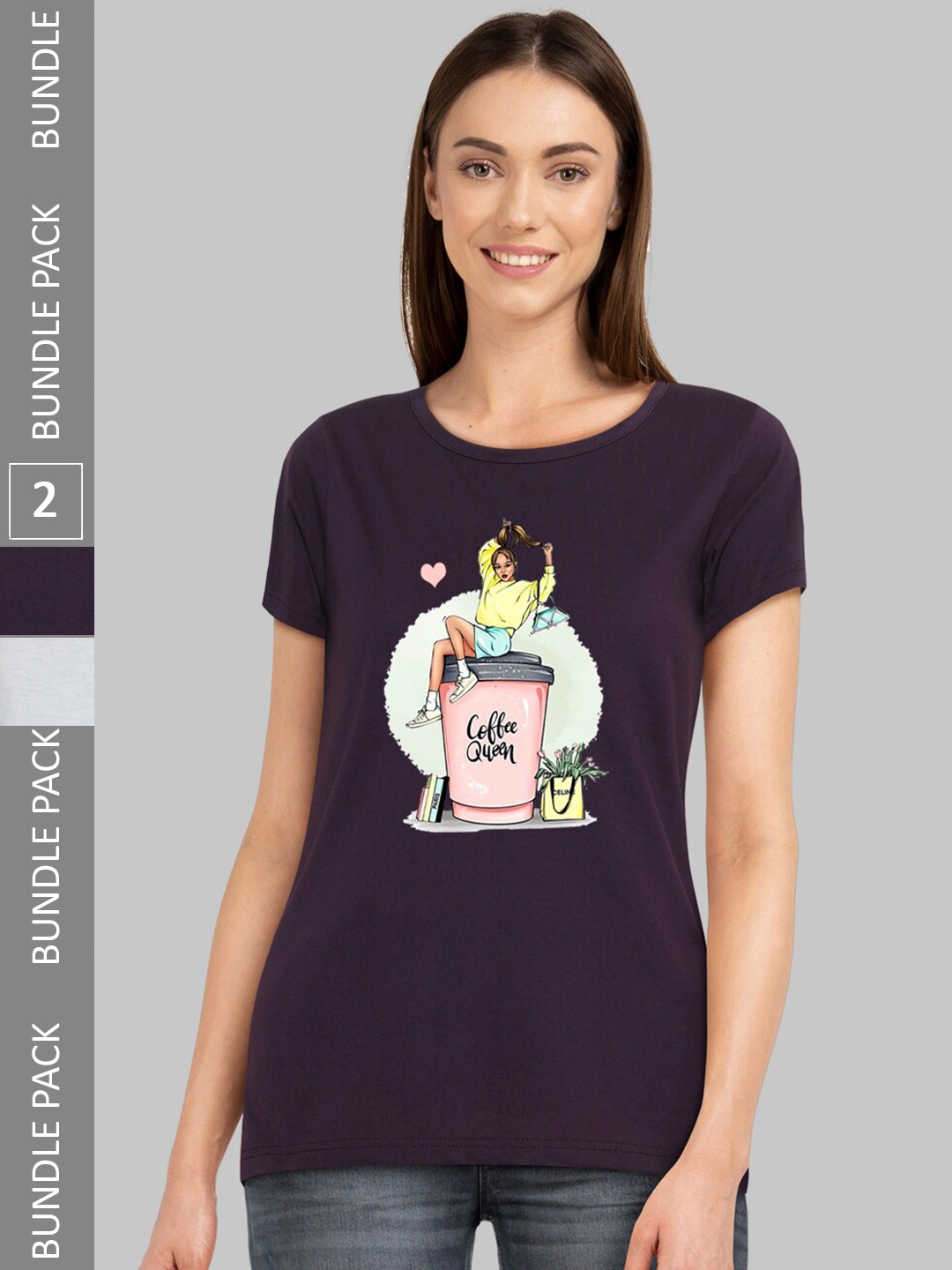 

CHOZI Pack of 2 Printed Cotton T-shirt, Navy blue
