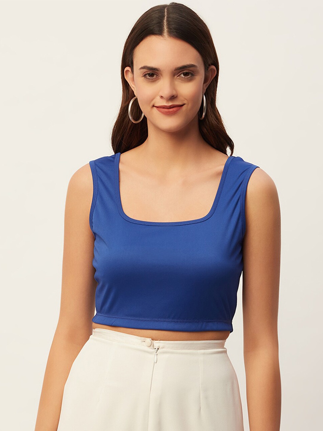 

DressBerry Square Neck Fitted Crop Top, Blue