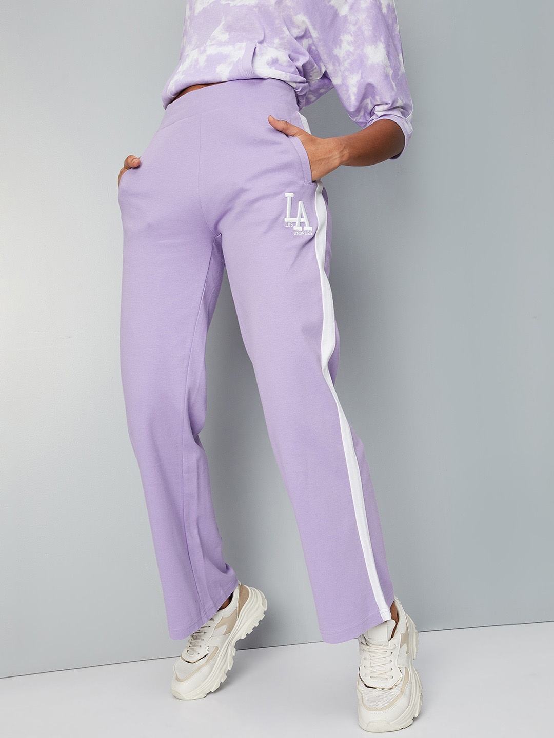 

max Women Regular Fit Mid-Rise Pure Cotton Track Pants, Lavender