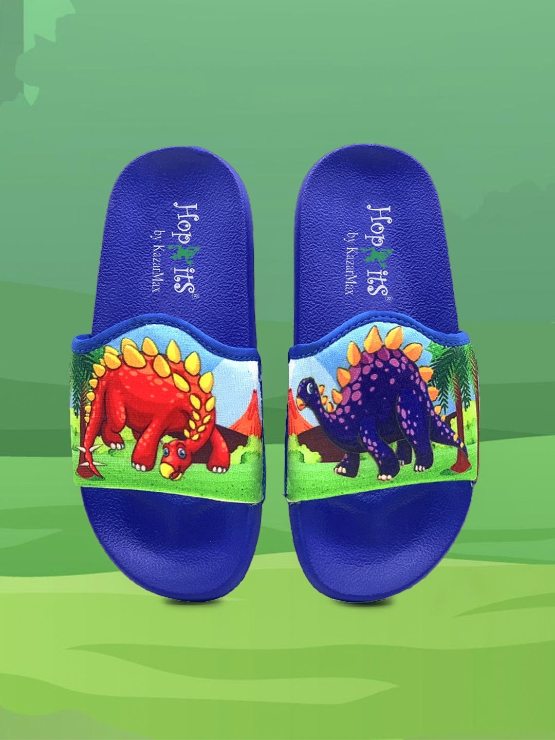 

KazarMax Boys Dino Printed Sliders, Blue