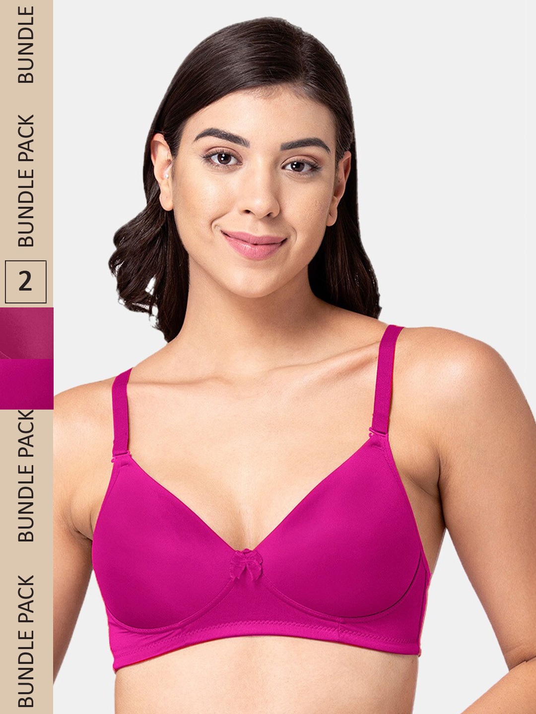 

Tweens Pack of 2 Lightly Padded All Day Comfort Seamless T-shirt Bra, Magenta