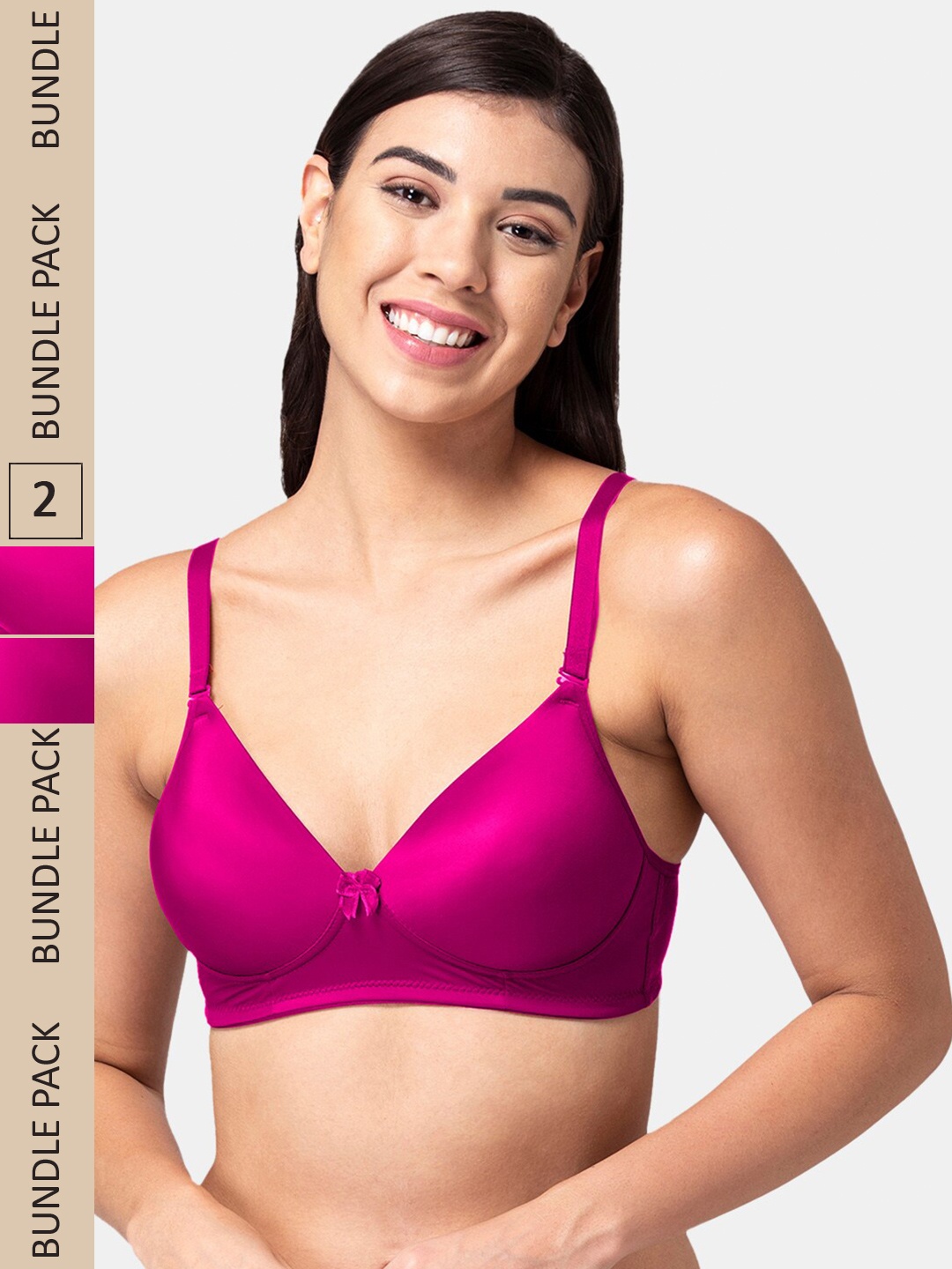 

Tweens Pack of 2 Lightly Padded All Day Comfort Seamless T-shirt Bra, Pink