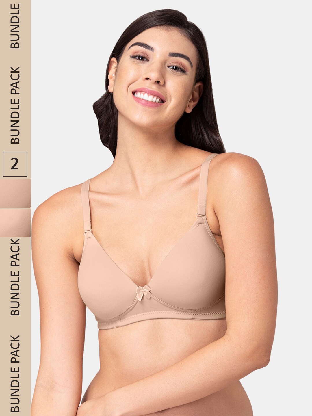 

Tweens Pack of 2 Lightly Padded All Day Comfort Seamless T-shirt Bra, Beige