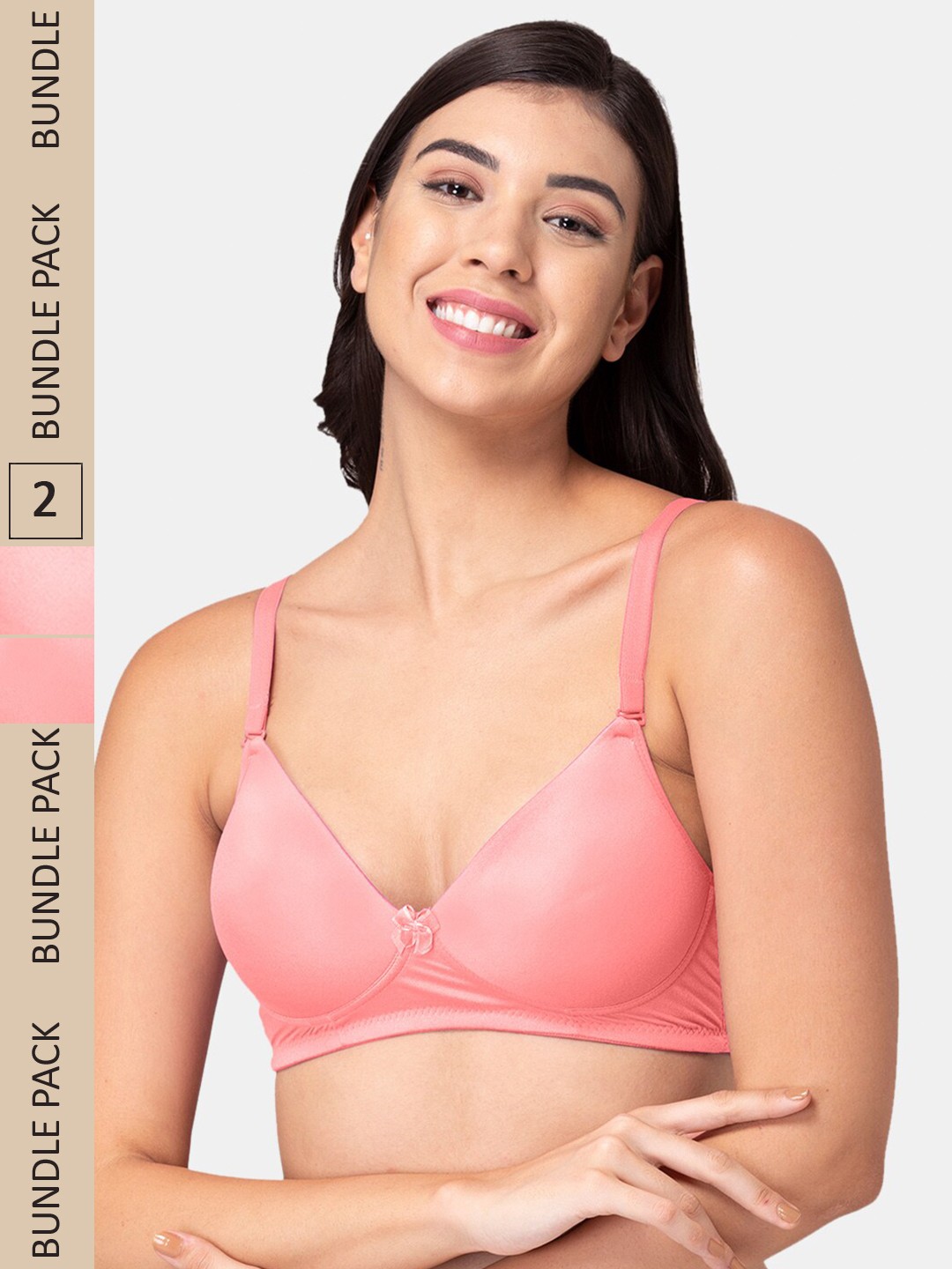 

Tweens Pack of 2 Lightly Padded All Day Comfort Seamless T-shirt Bra, Coral