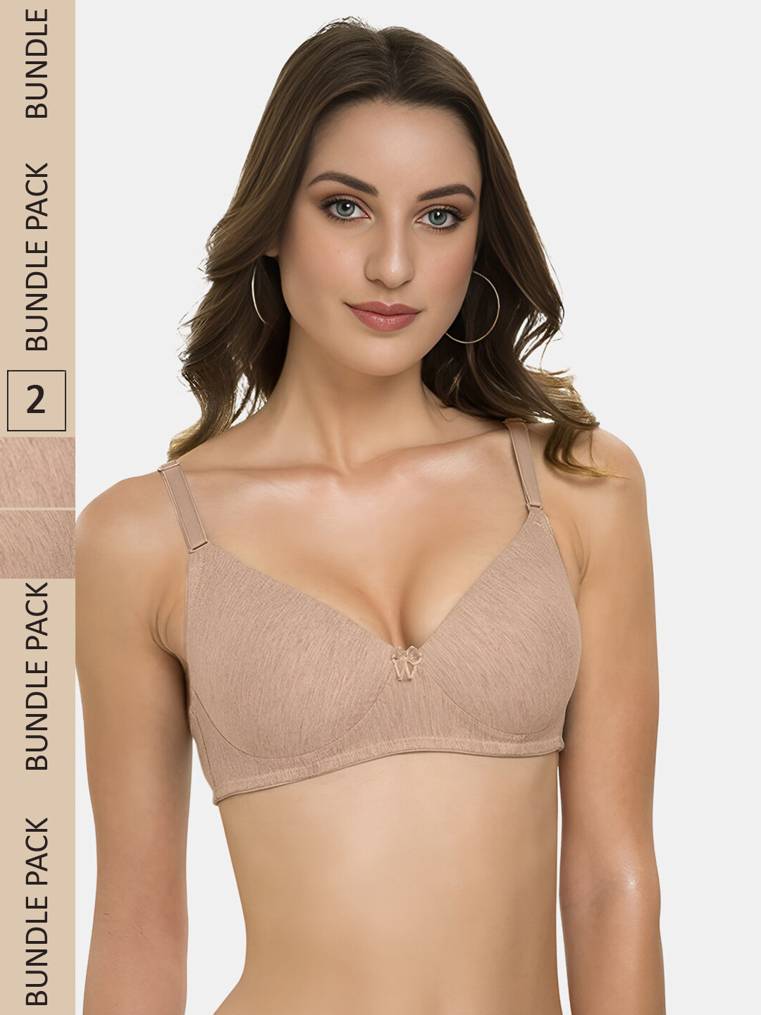 

Tweens Pack of 2 Lightly Padded All Day Comfort Seamless T-shirt Bra, Beige