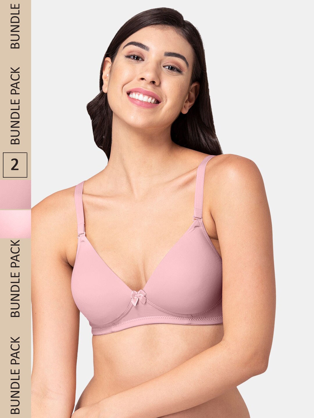 

Tweens Pack of 2 Lightly Padded All Day Comfort Seamless T-shirt Bra, Pink