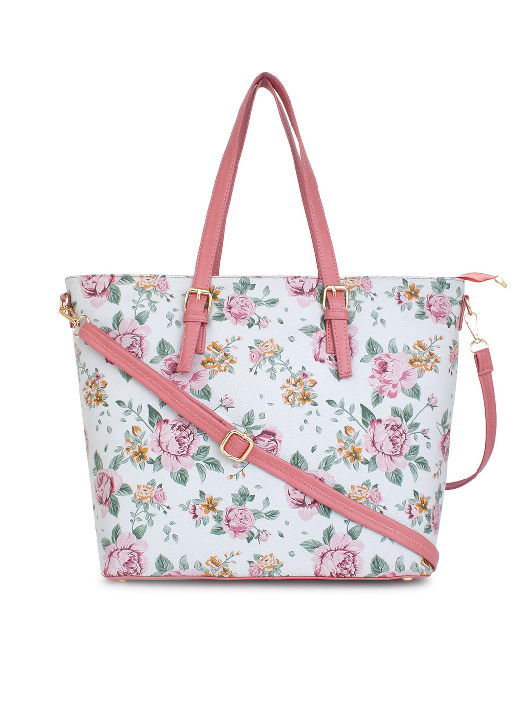 

LEGAL BRIBE Floral Printed Structured Shoulder Bag, Pink