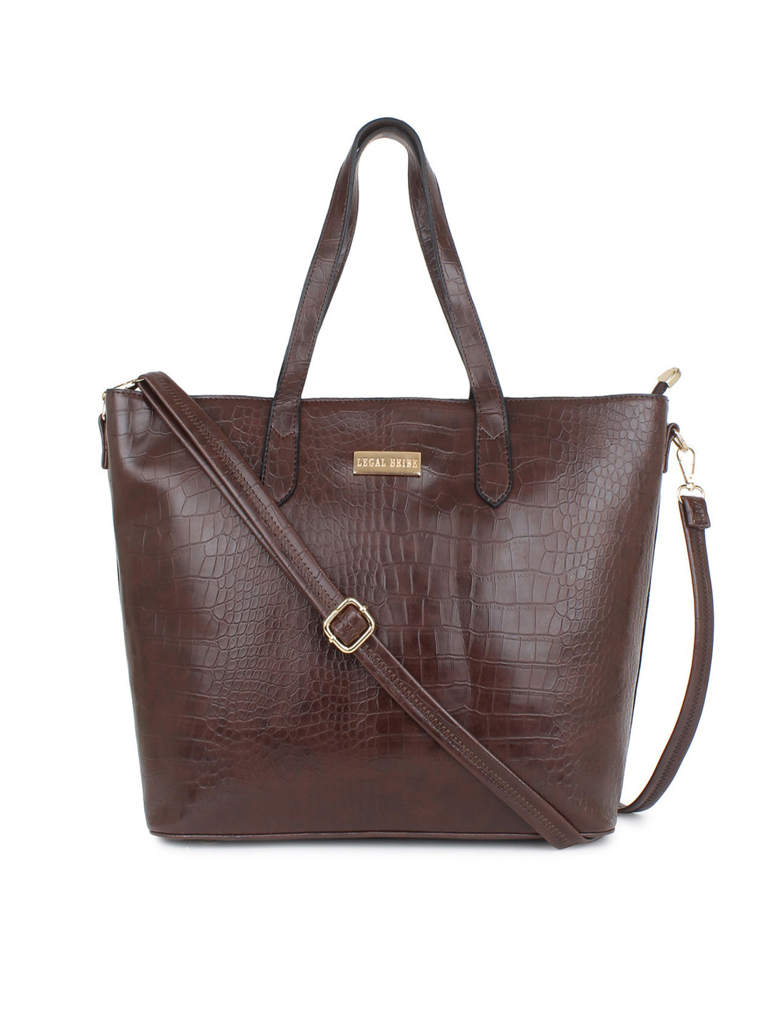 

LEGAL BRIBE Textured PU Structured Shoulder Bag, Brown