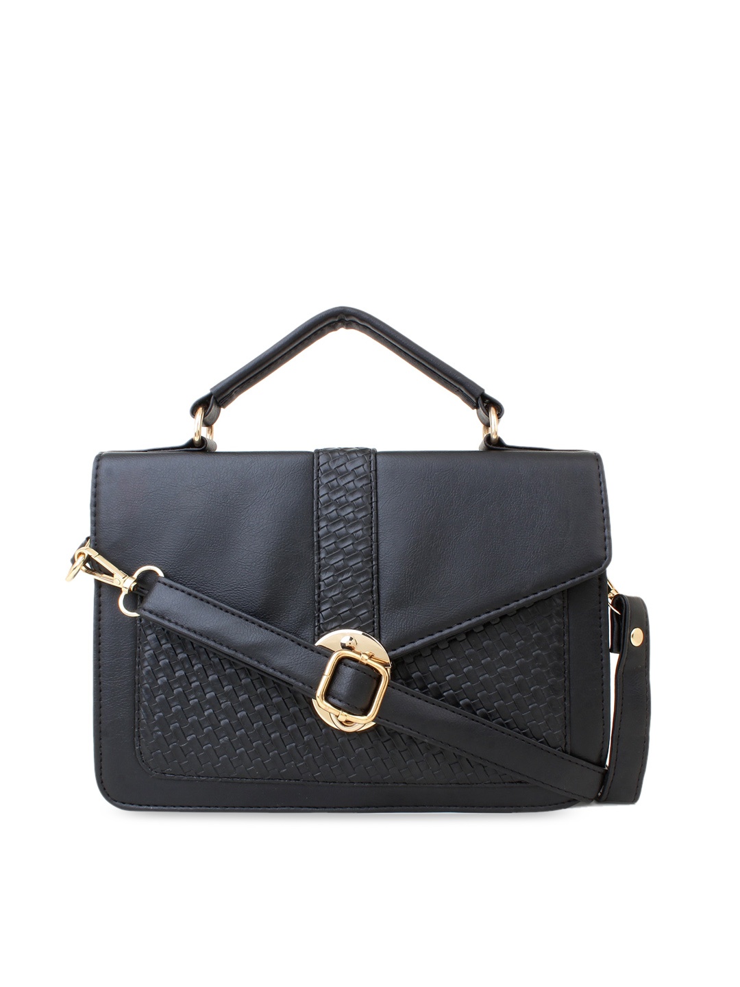 

LEGAL BRIBE Textured PU Structured Sling Bag, Black