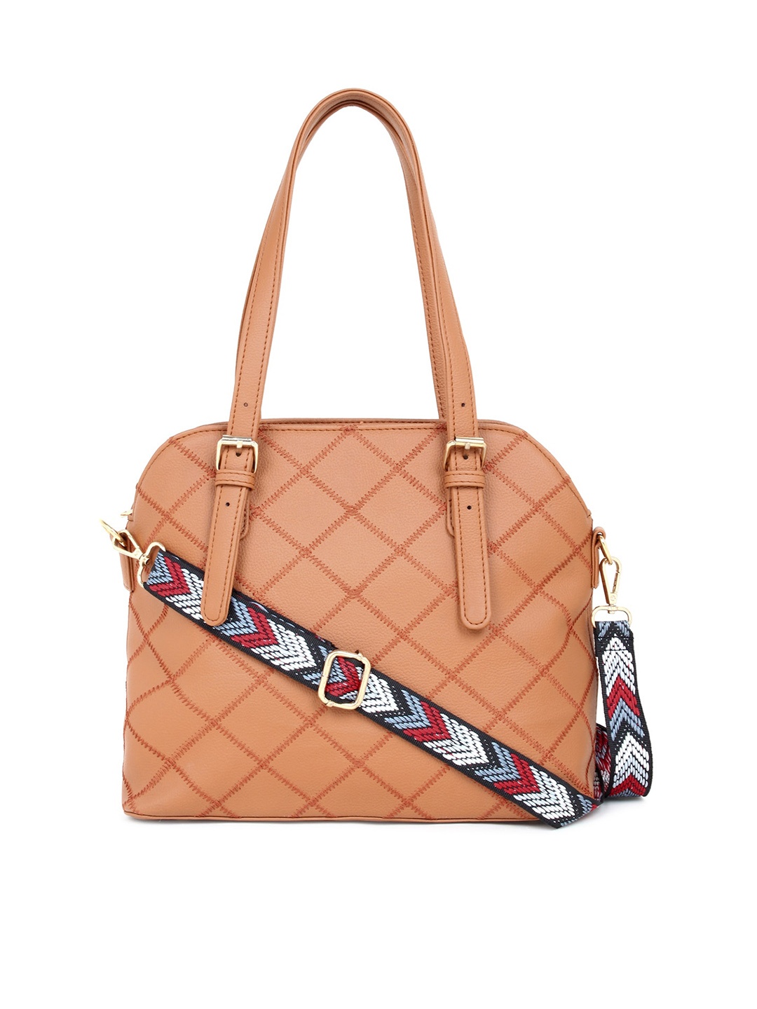 

LEGAL BRIBE Textured Structured Shoulder Bag, Tan