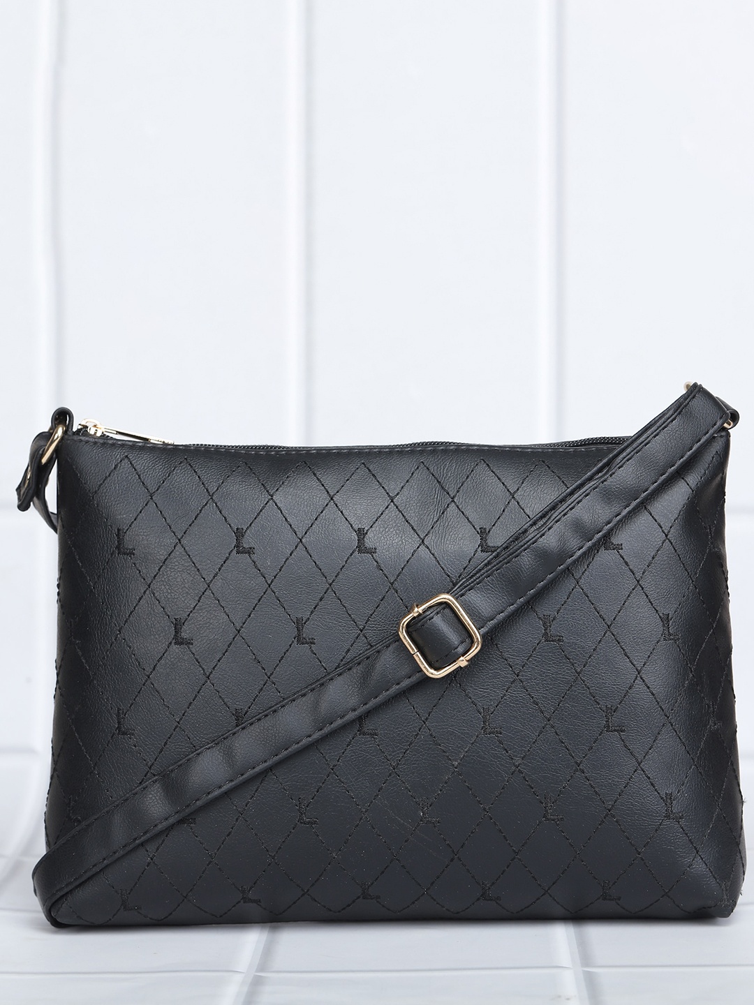 LEGAL BRIBE Textured Structured Handheld Bag, Black