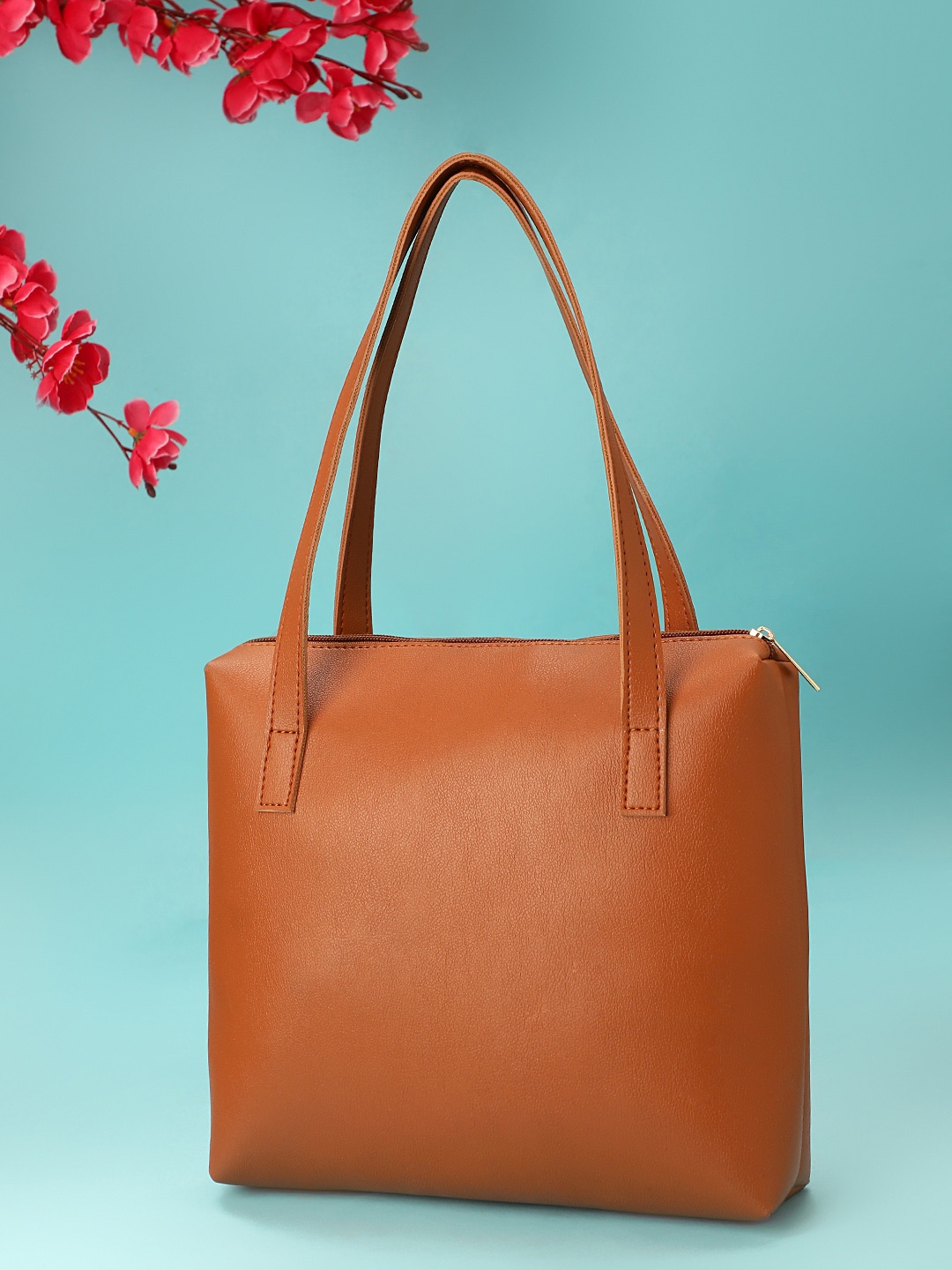 

LEGAL BRIBE Colourblocked Structured Handheld Bag, Tan