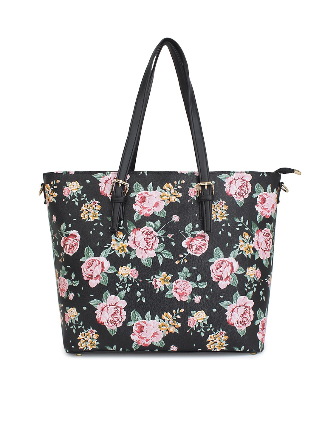 

LEGAL BRIBE Water Proof Oversized Floral Printed Shopper Tote Bag, Black