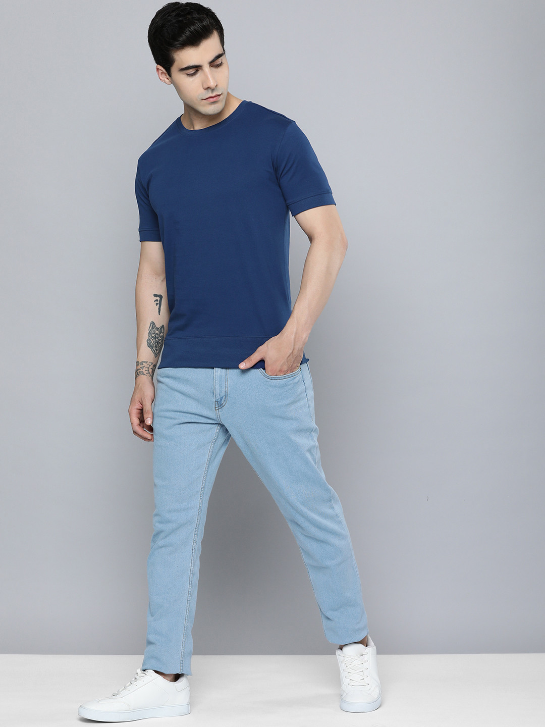 

ether Solid T-shirt, Navy blue
