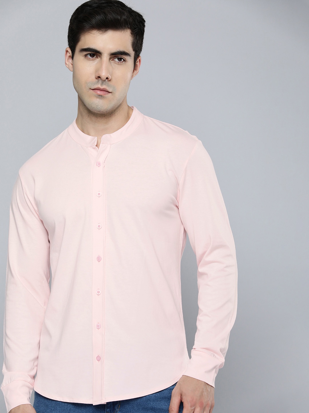 

ether Henley Neck T-shirt, Pink
