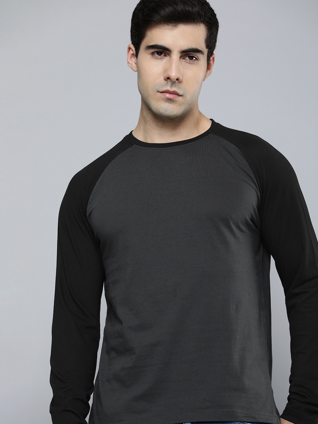 

ether Colourblocked Cotton T-shirt, Grey
