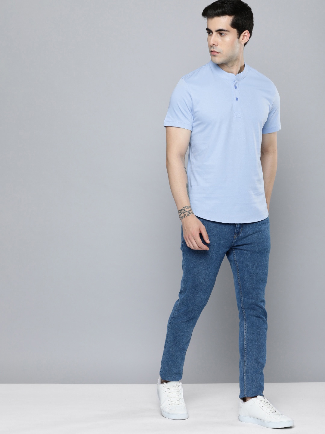 

ether Henley Neck T-shirt, Blue