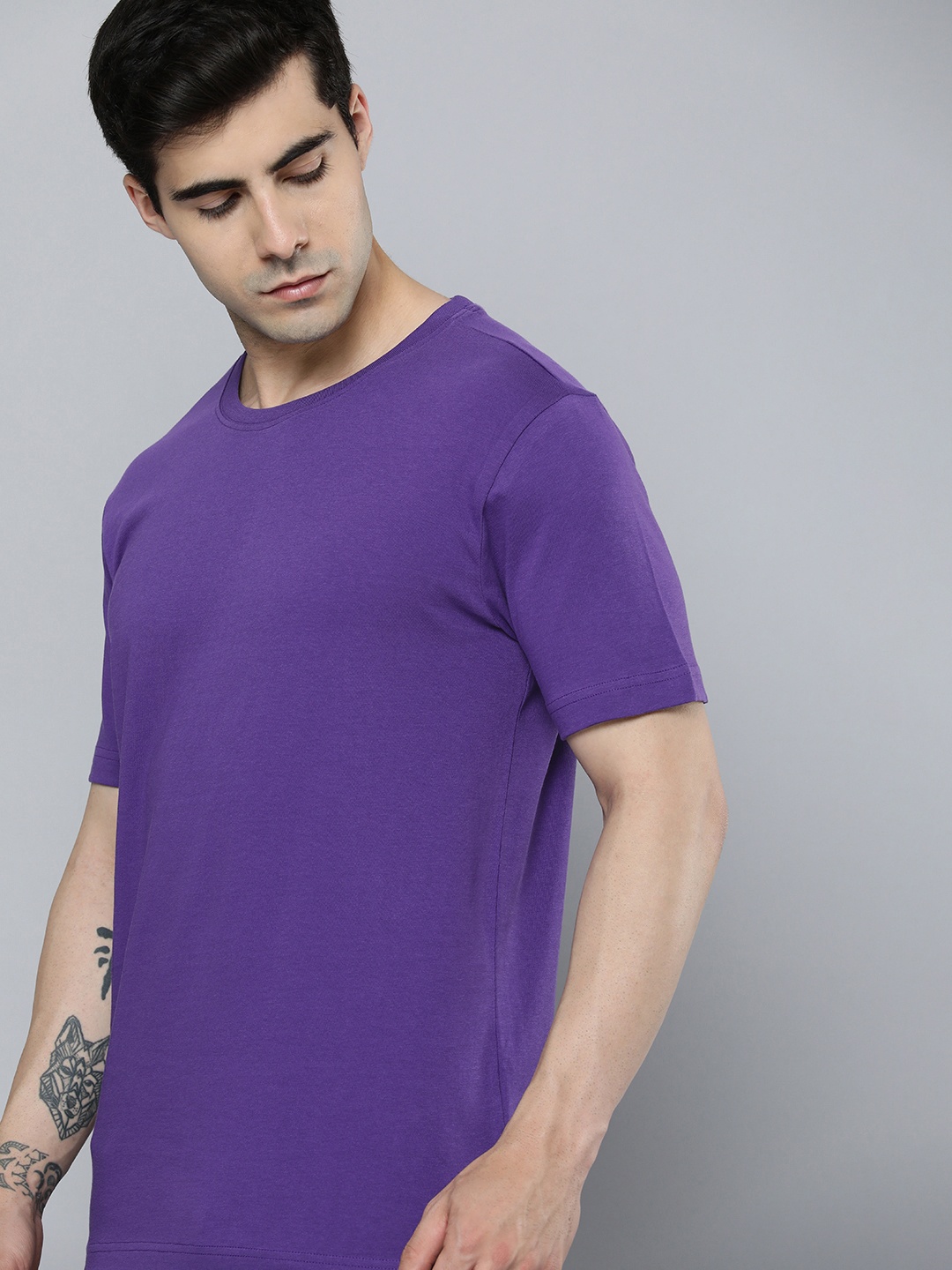 

ether Solid Cotton T-shirt, Violet