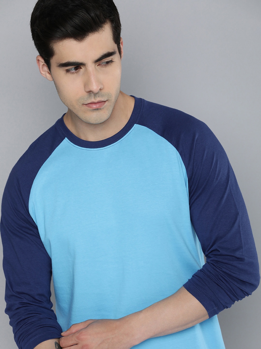 

ether Colourblocked Cotton T-shirt, Turquoise blue