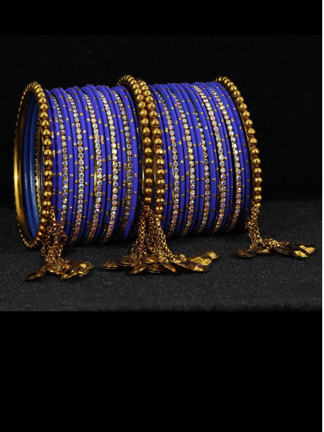 

NMII Set Of 38 Artificial Stones Studded Bangles, Gold