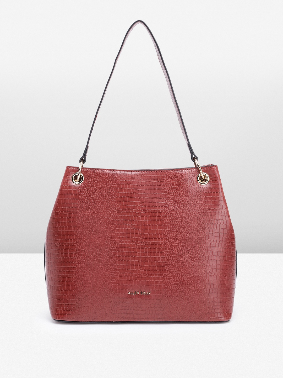 

Allen Solly Animal Textured Structured Handheld Bag, Red