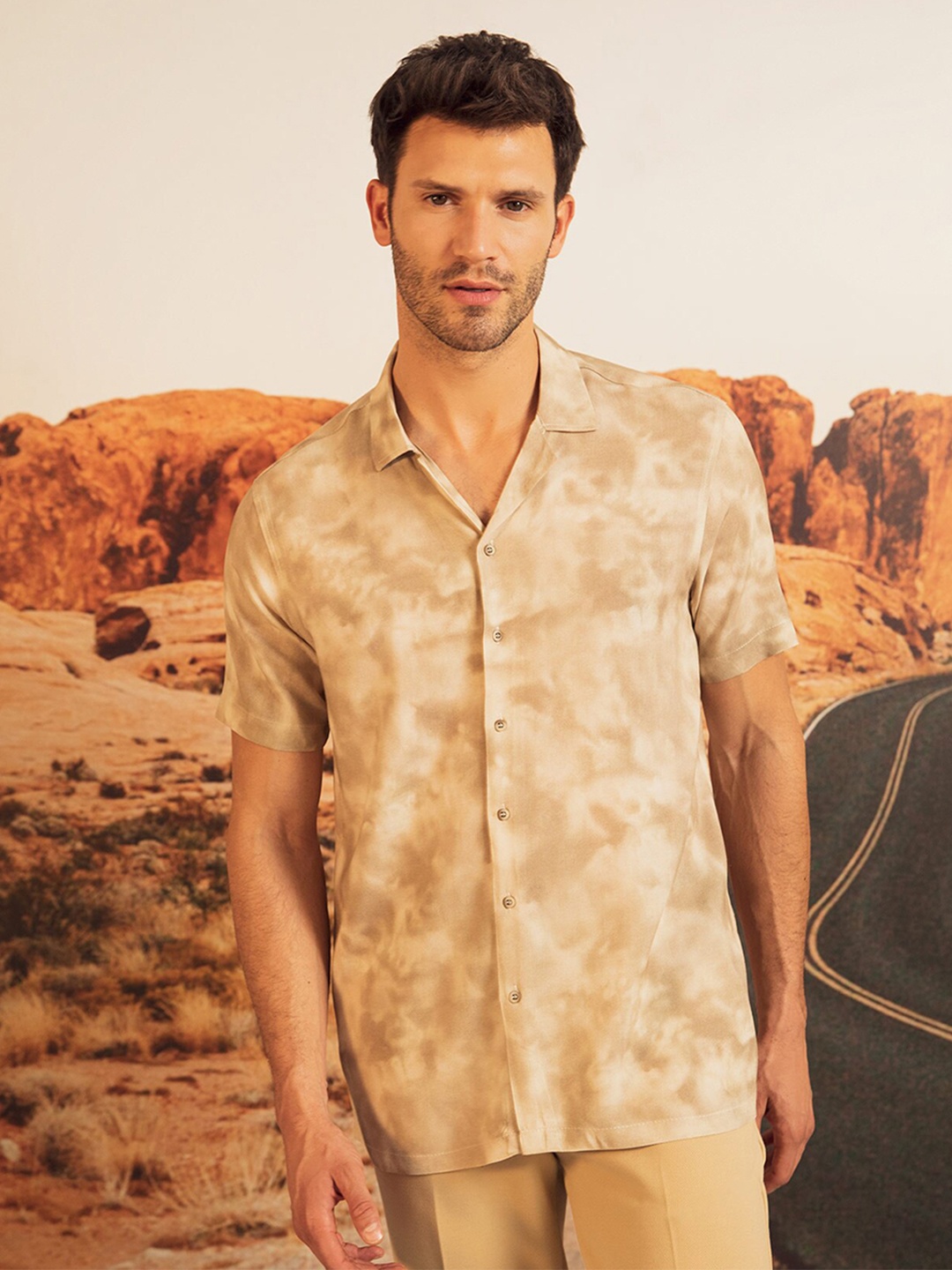 

DeFacto Abstract Printed Casual Shirt, Brown