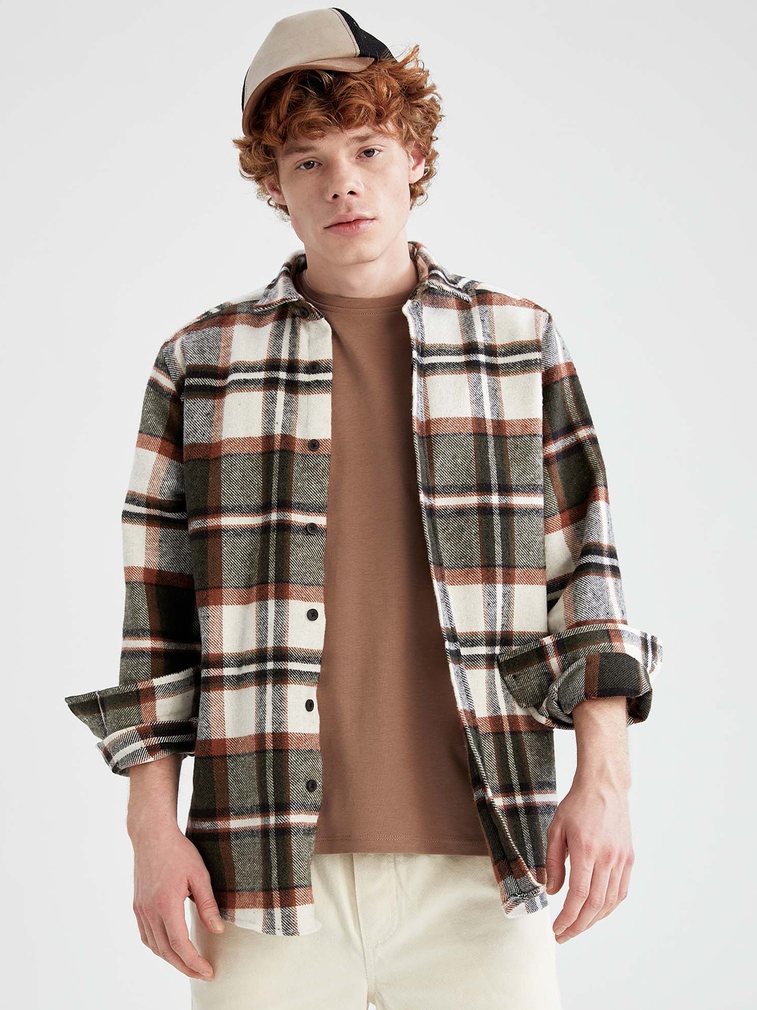 

DeFacto Tartan Checks Cotton Casual Shirt, White