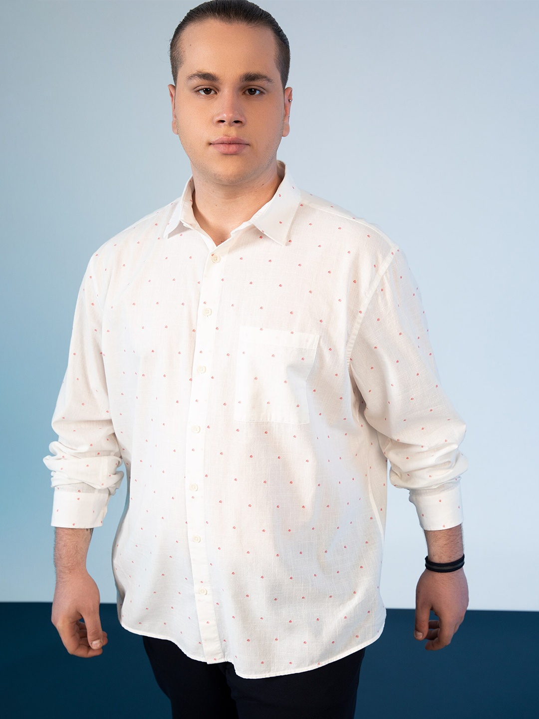 

DeFacto Micro Ditsy Printed Pure Cotton Casual Shirt, White