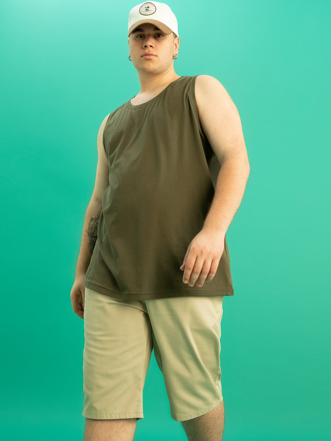 

DeFacto Men Plus Size Regular Fit Pure Cotton Shorts, Beige
