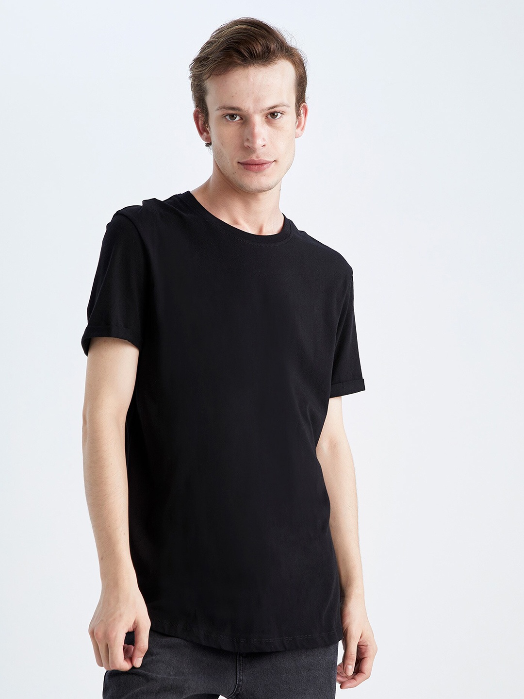 

DeFacto Round Neck Cotton T-shirt, Black