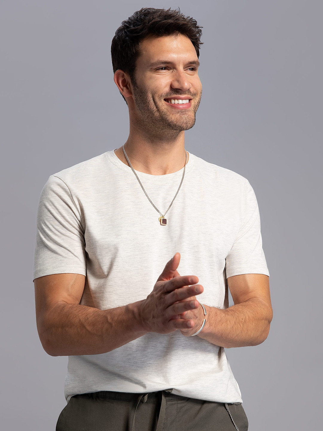 

DeFacto Round Neck Regular Sleeves Cotton T-shirt, Grey