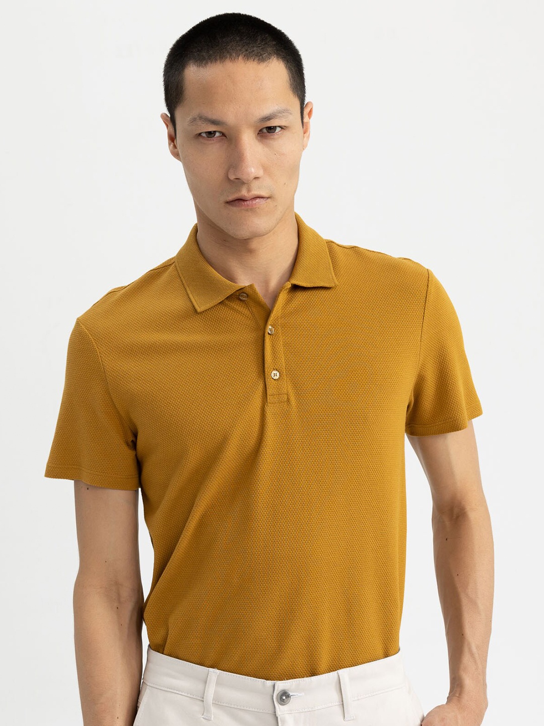 

DeFacto Polo Collar Round Neck T-shirt, Mustard