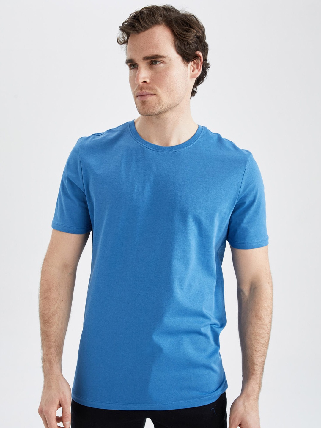 

DeFacto Round Neck Pure Cotton T-shirt, Blue