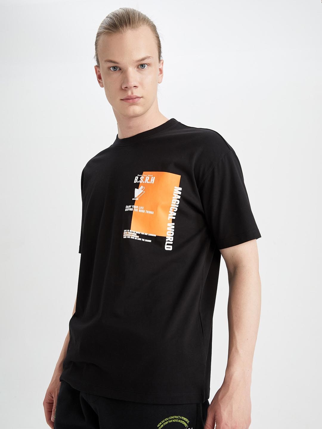 

DeFacto Graphic Printed Cotton T-shirt, Black