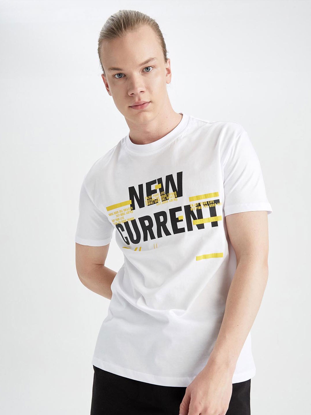 

DeFacto Typography Printed Pure Cotton T-shirt, White