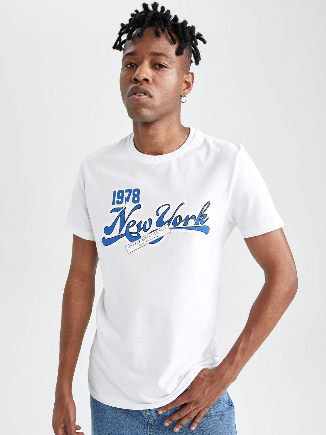 

DeFacto Typography Printed Pure Cotton T-Shirt, White