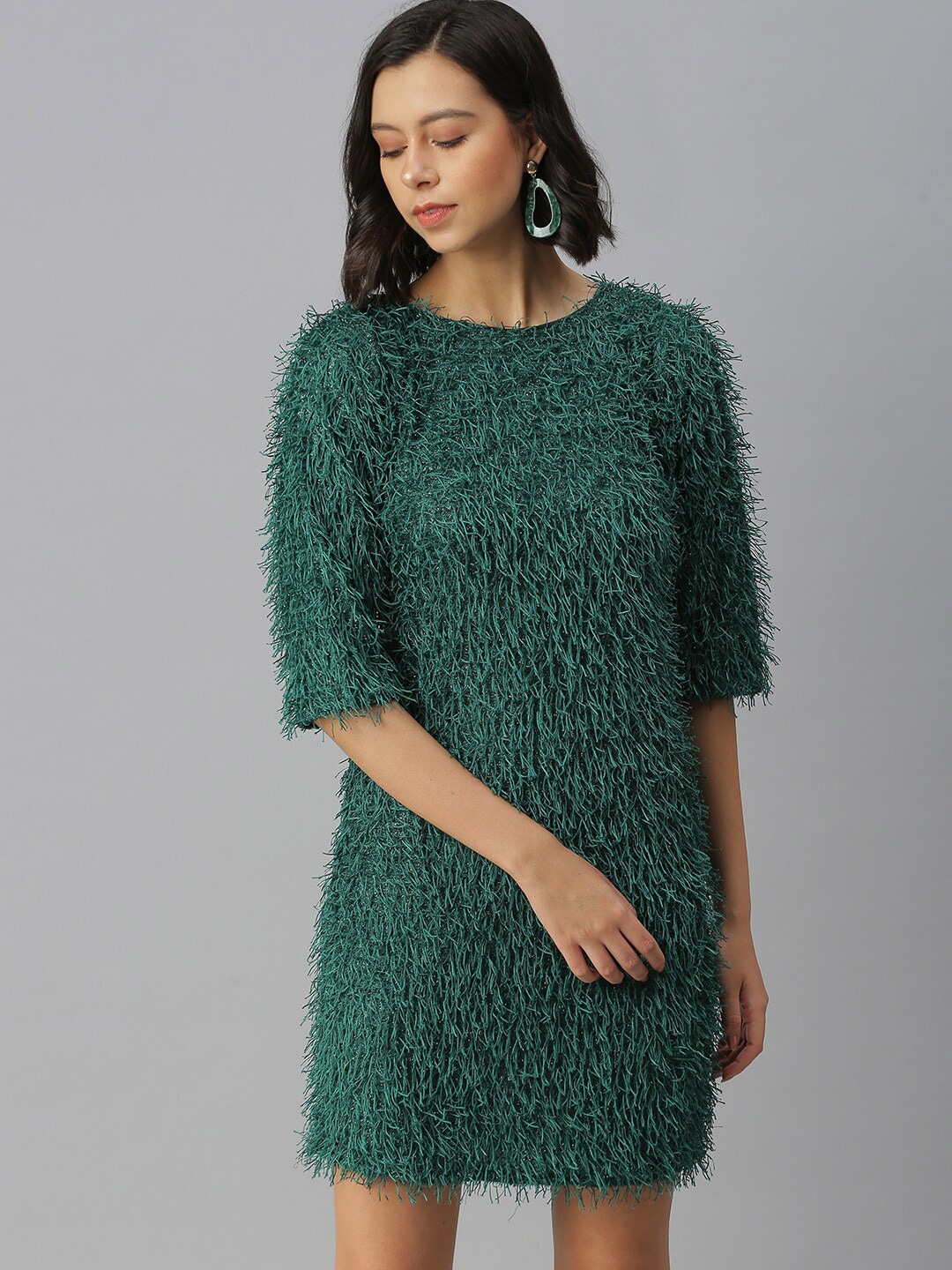 

SHOWOFF Round Neck Mini Sheath Dress, Green